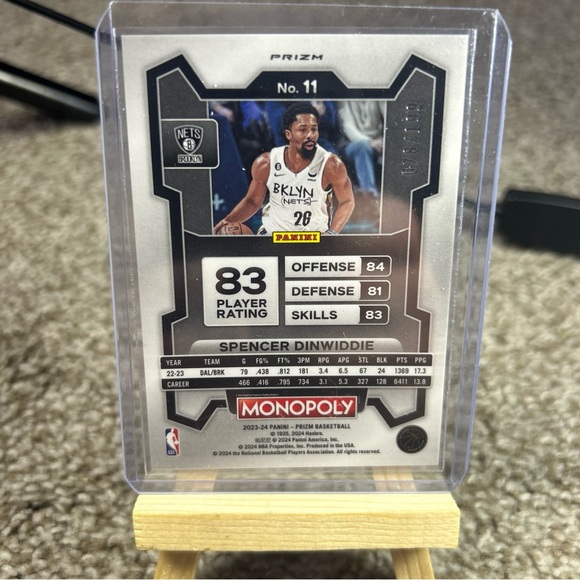 Spencer Dinwiddie NBA Prizm Monopoly #11 Panini Basketball Card /199 - Picture 4 of 5